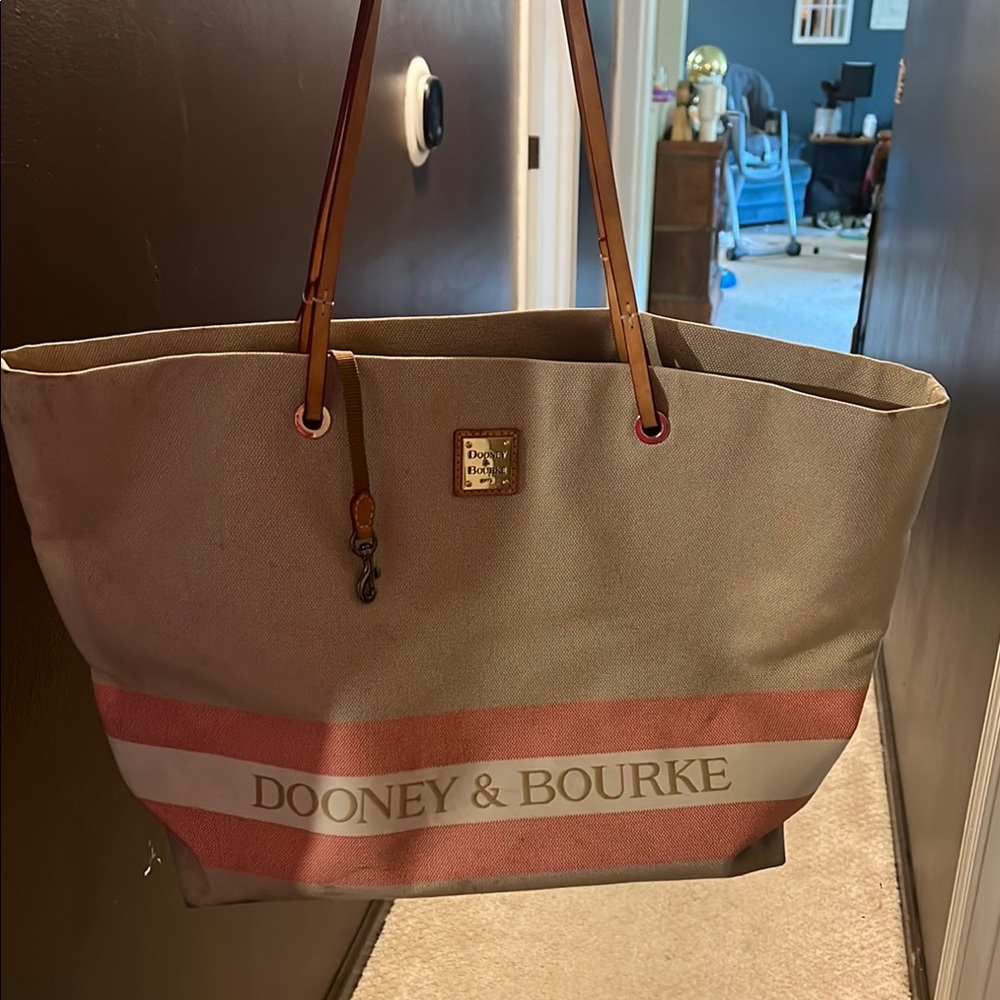 Dooney & Bourke Gray and Pink Tote with Sophisticated Design